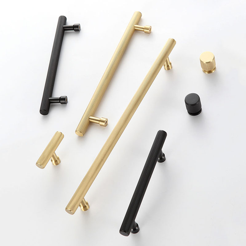 Furniture Rotating Hardware - Düz Çizgili Tırtıllı Altın Siyah Pirinç