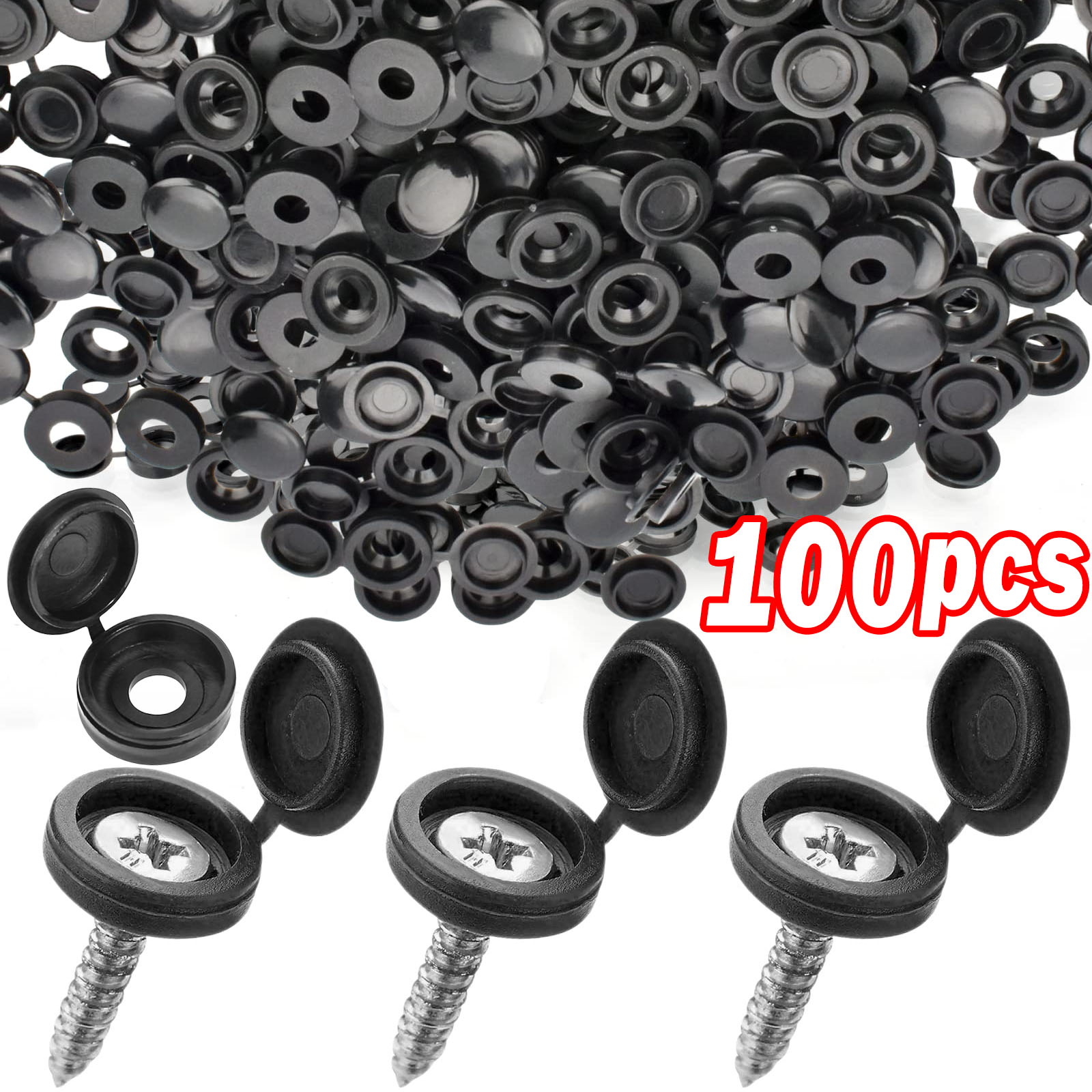 Furniture Hardware Screws - 5/100 adet menteşeli plastik vidalı kapaklı