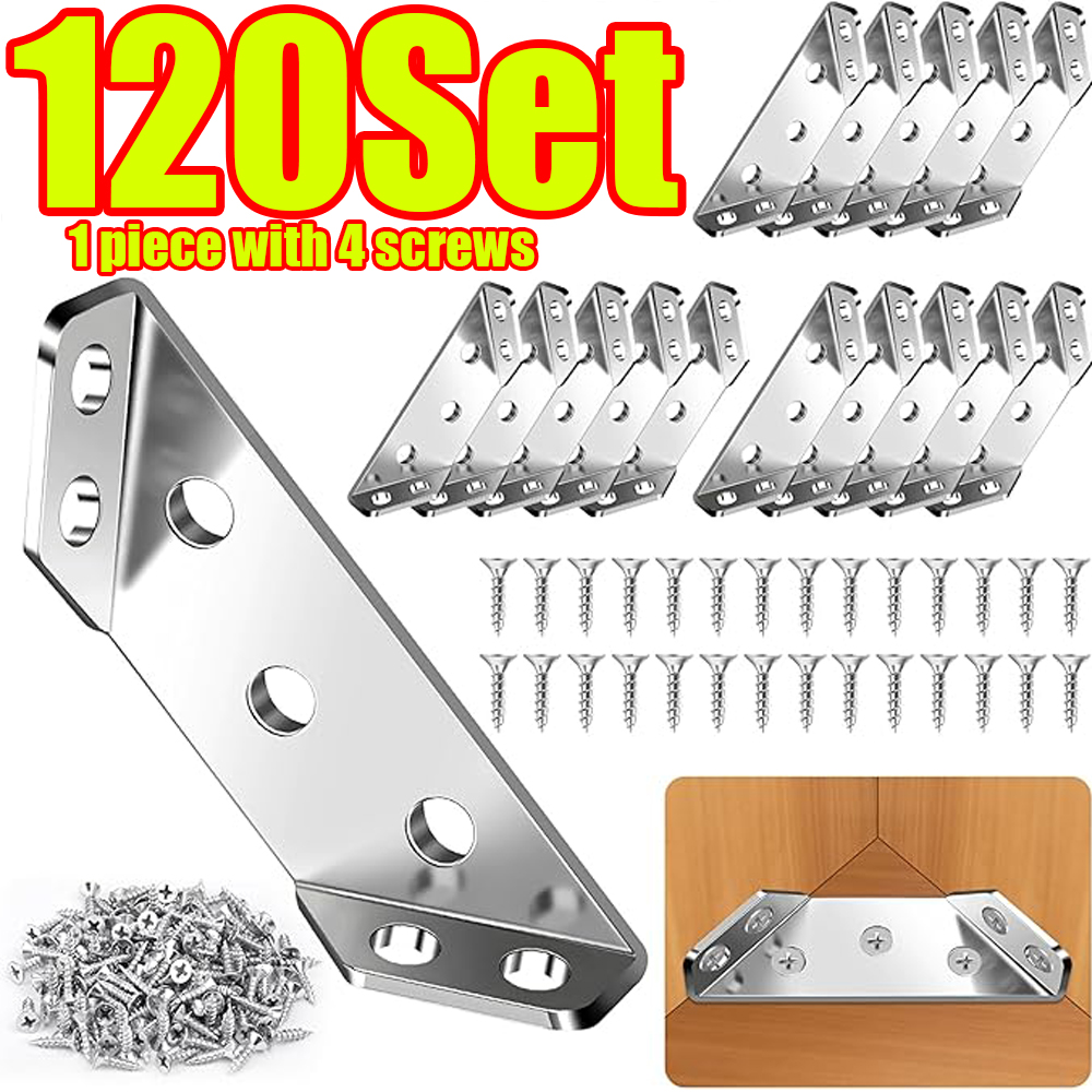 Furniture Hardware Screws - 1-120Set Mobilya Köşe Konektörü Paslanmaz Çelik