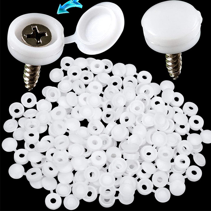 Furniture Hardware Screws - Beyaz Menteşeli Plastik vidalı kapak Kapak