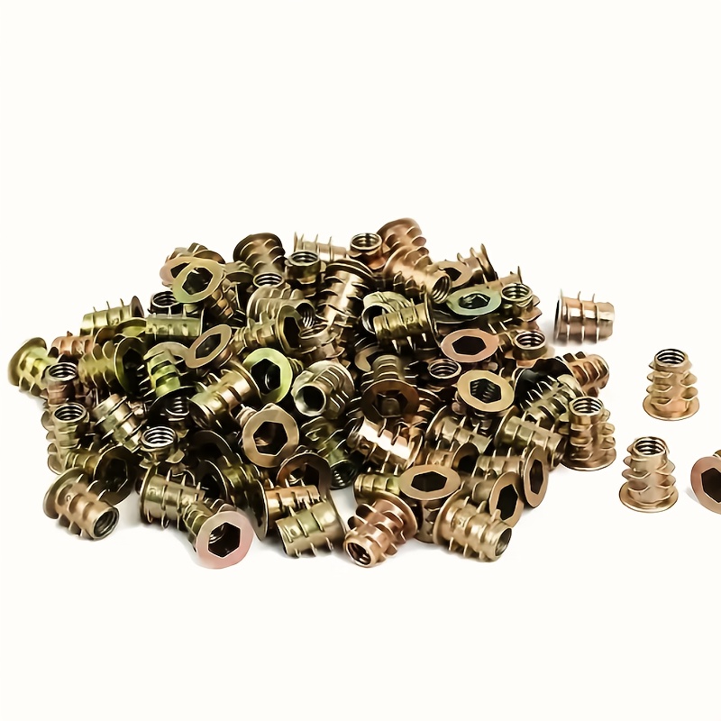 Furniture Hardware Threaded Inserts - 100 Adet Galvanizli Alaşım Dişli Somunlar