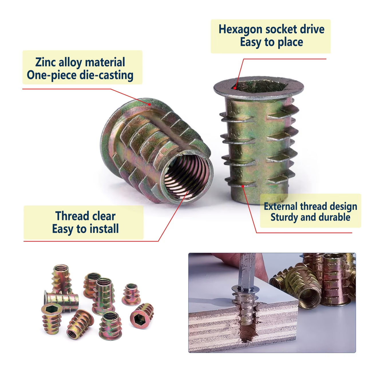 70 adet Dişli Eklenti Somunu E - Furniture Hardware Threaded Inserts incelemesi ve fiyatı